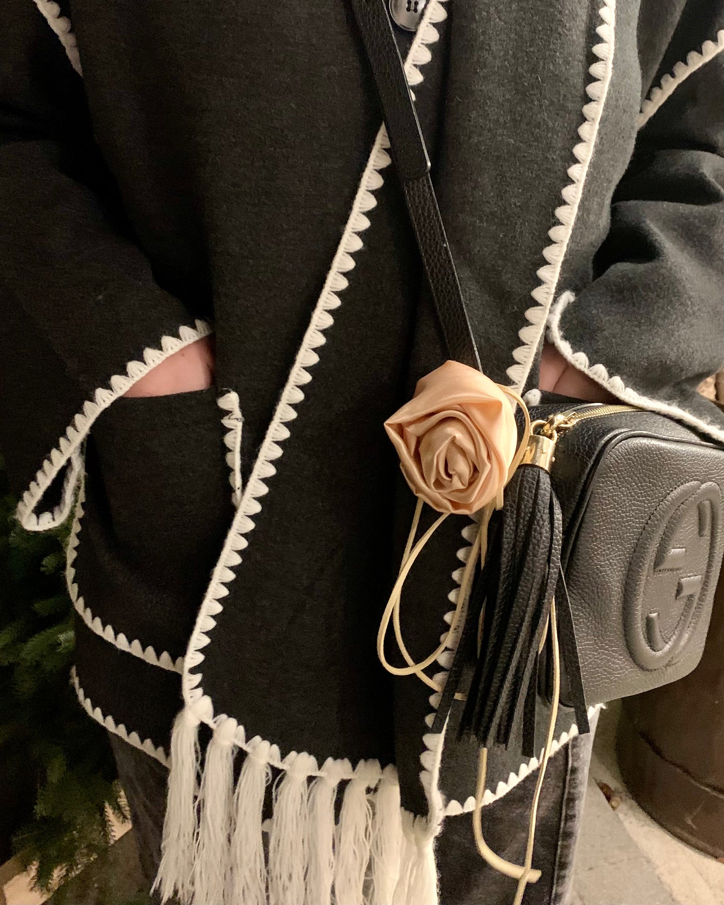 Rowes Satin Rosette | Champagne (How To Wear)