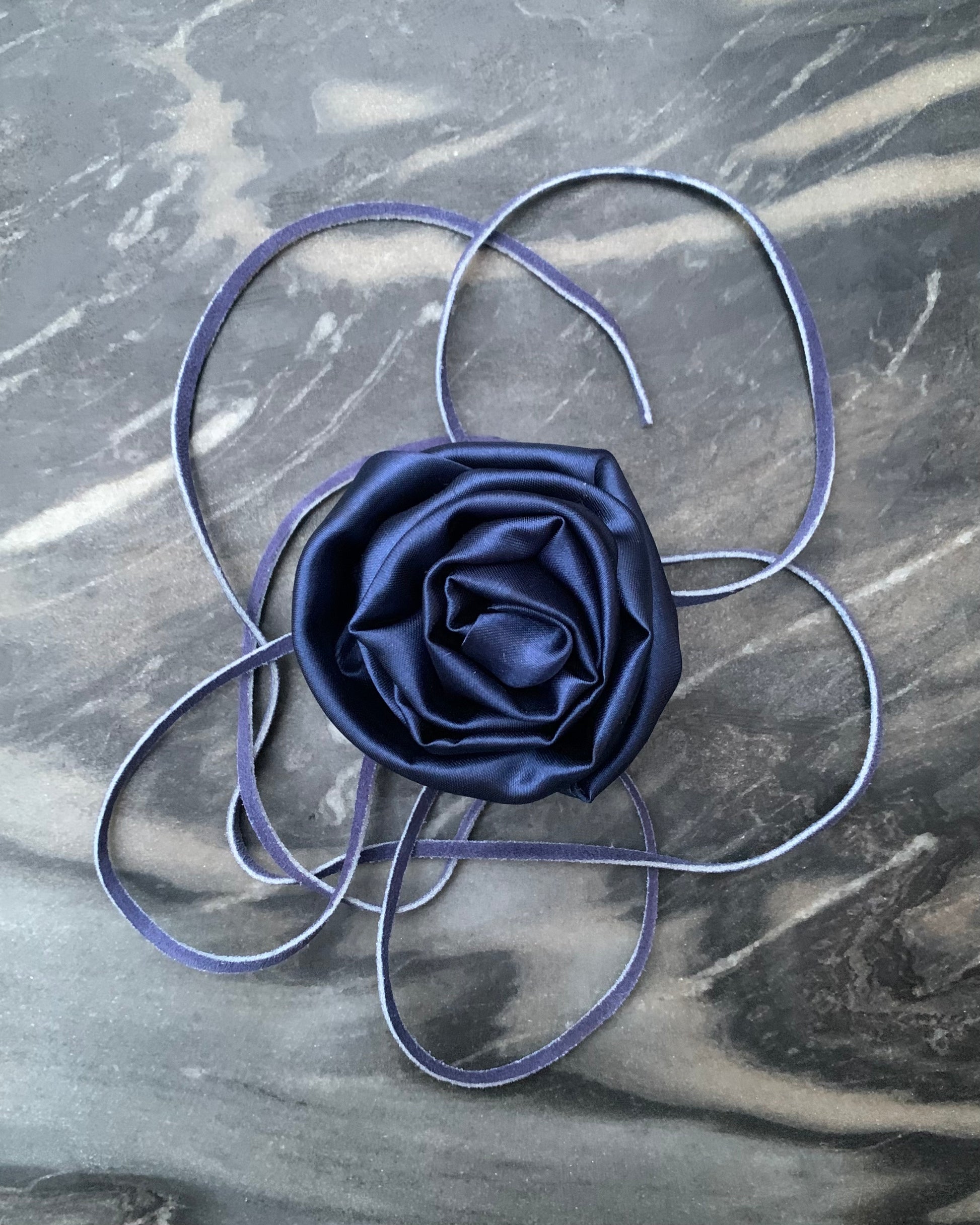 Rowes Satin Rosette | Navy (Front)